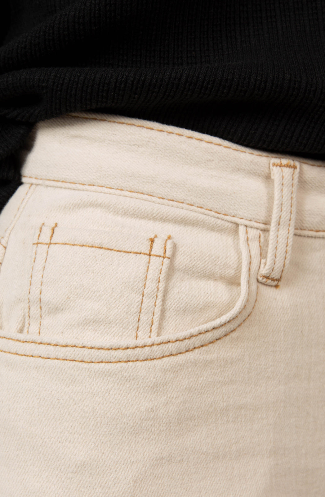 Ivory and beige contrast stitch jeans - 996_6