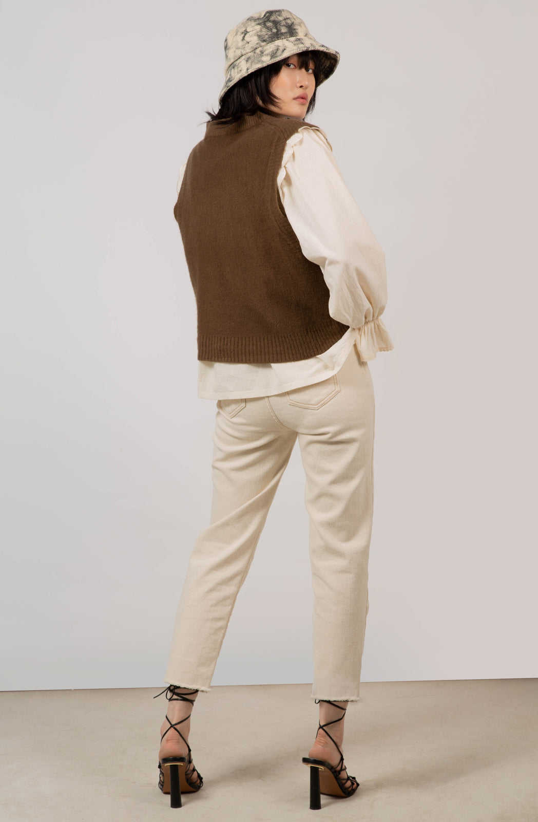 Brown deep V neck sweater vest_5