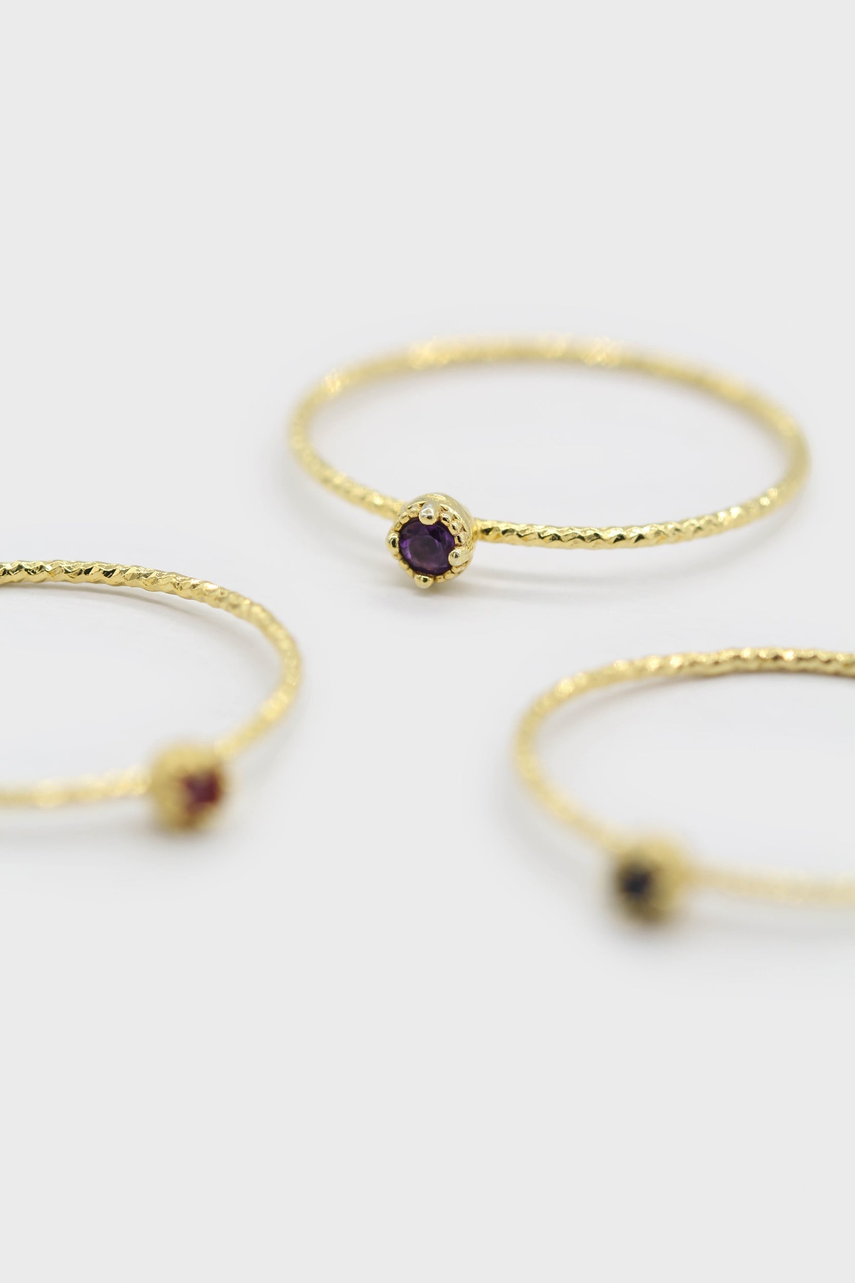 Gold genuine amethyst birthstone ring / Feb - purple_1