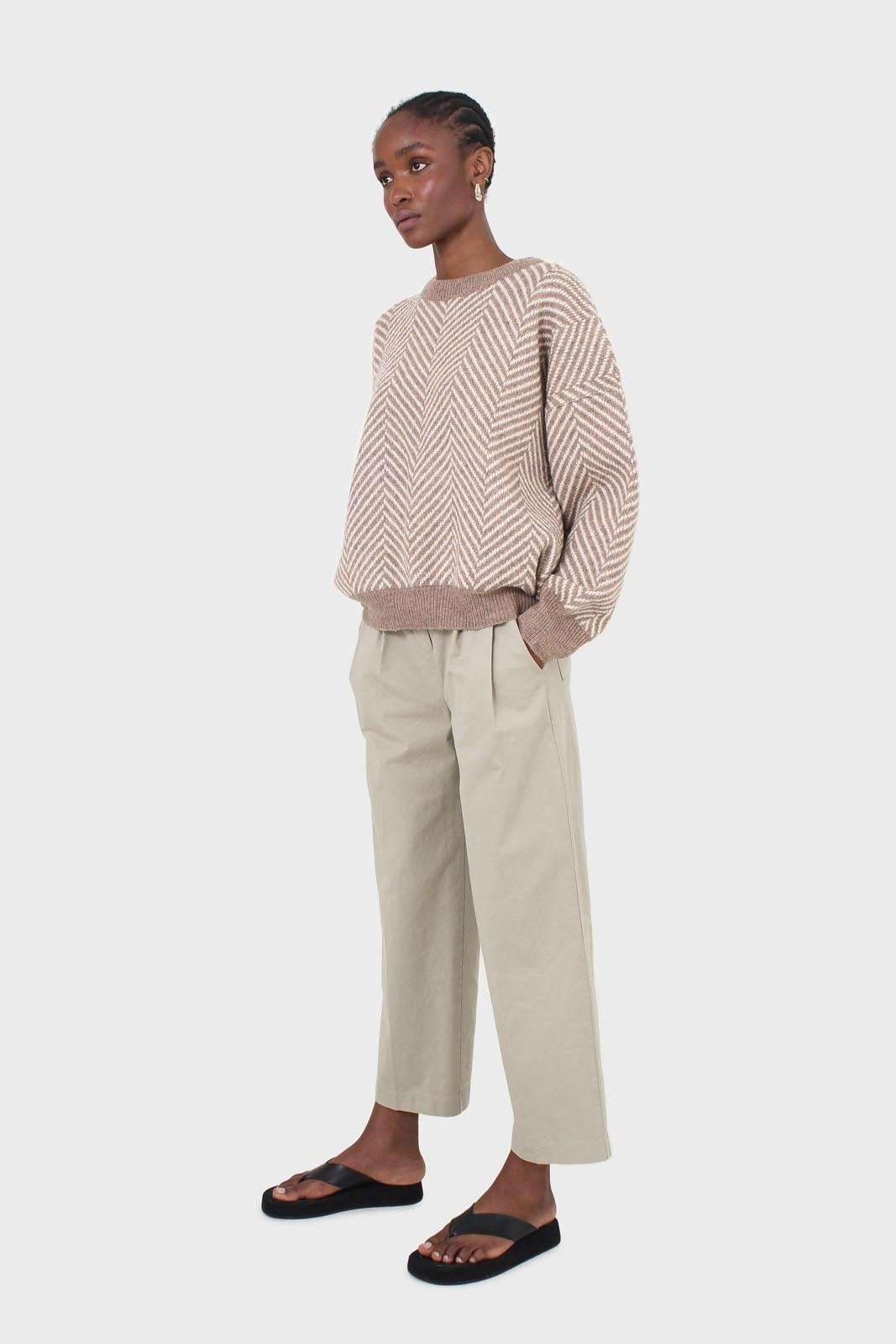 Brown and ivory herringbone jumper_11