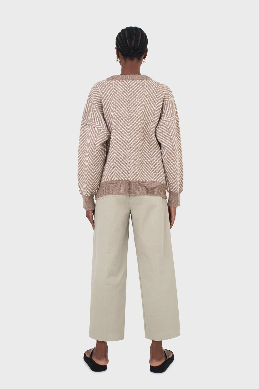 Brown and ivory herringbone jumper_12