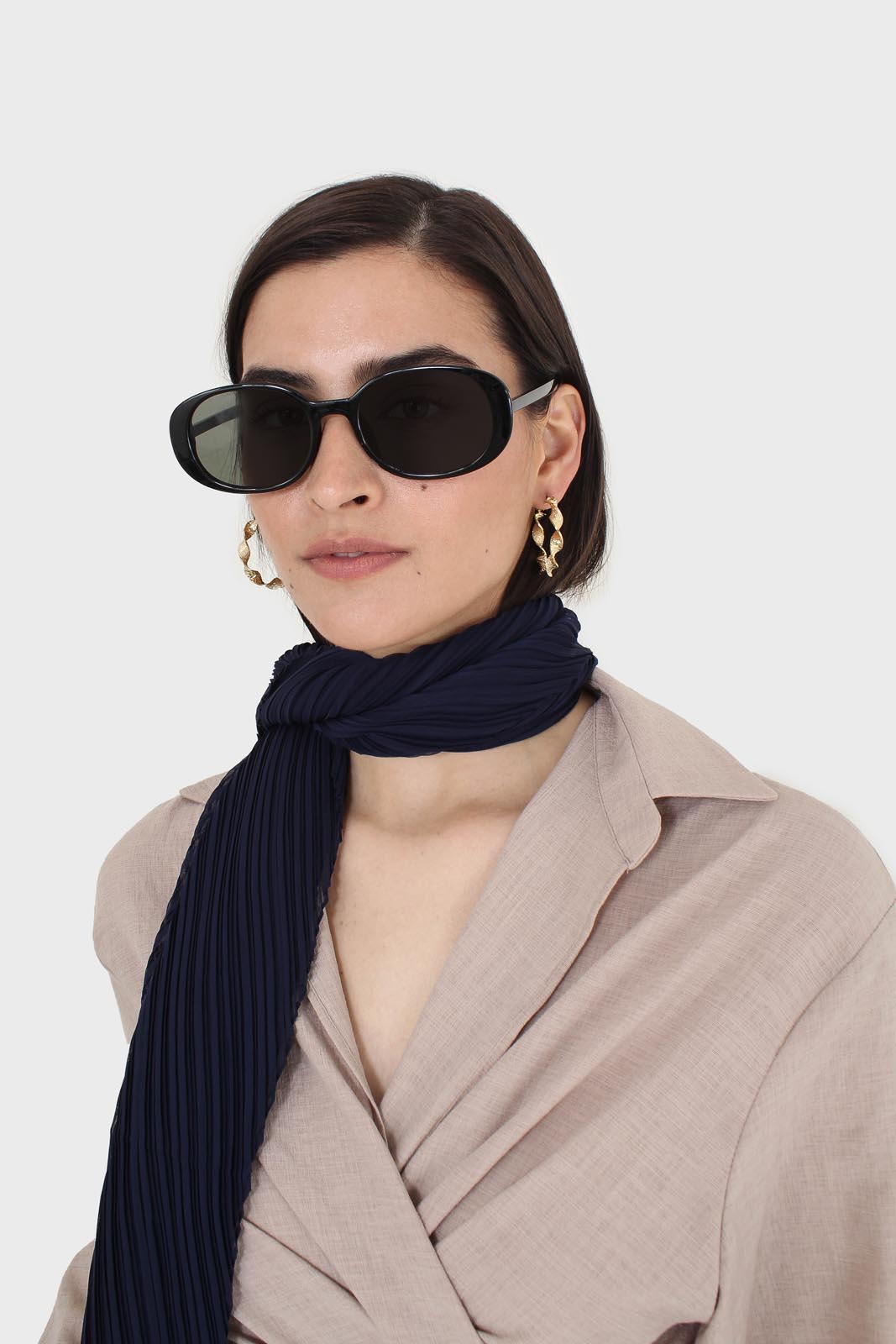 Navy micro pleat scarf_5