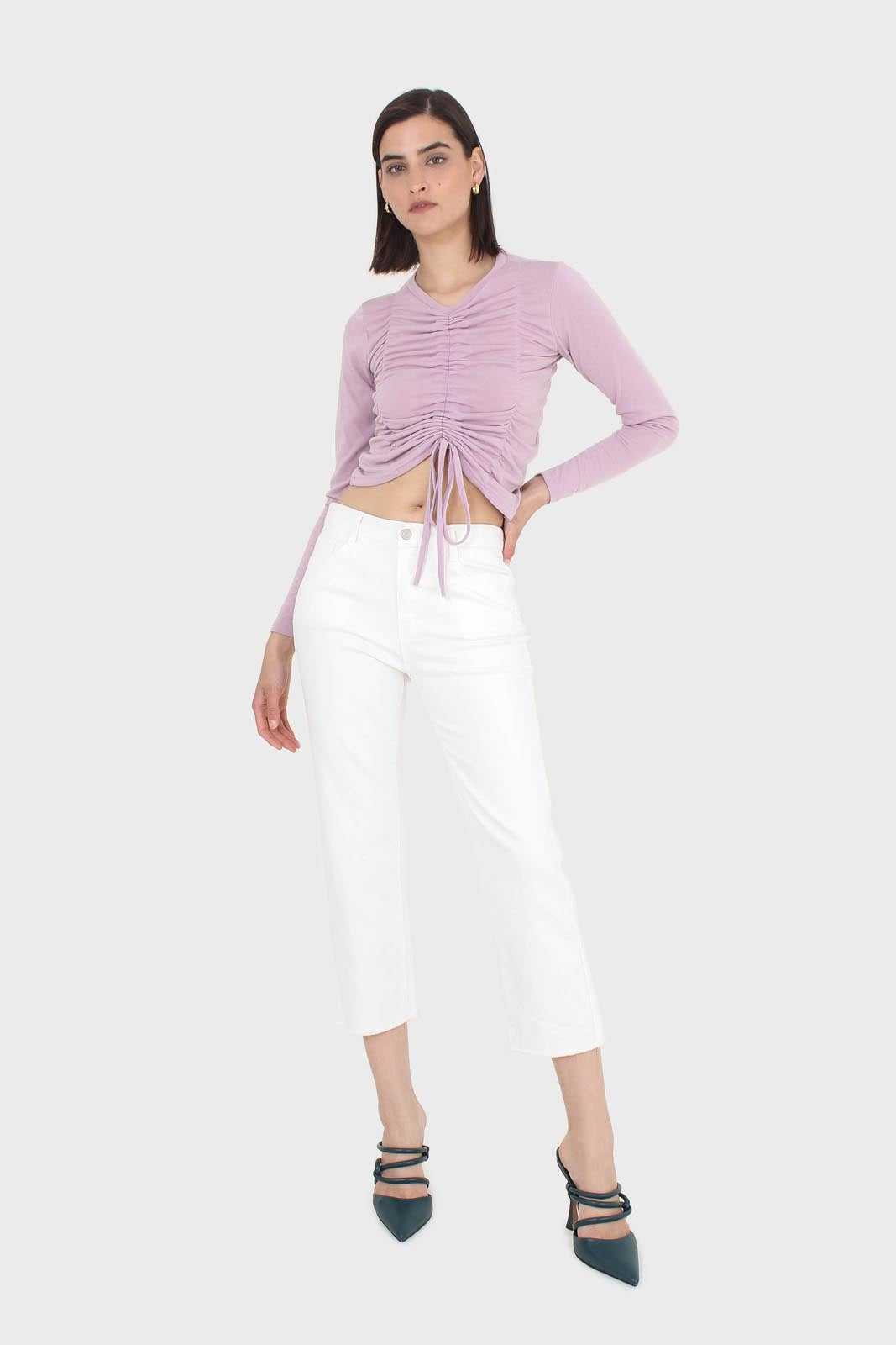 Lilac pull front long sleeve jersey top_3