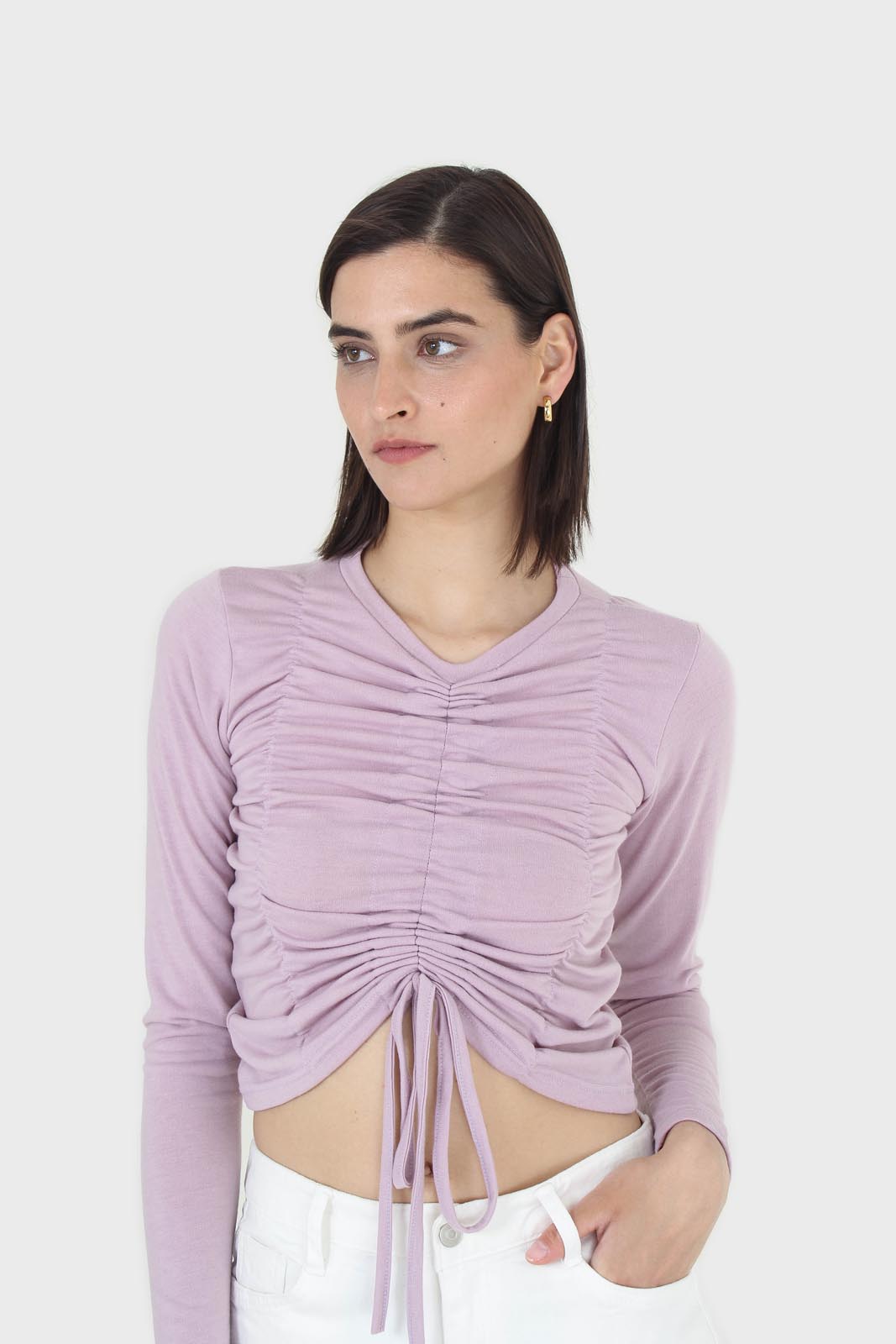 Lilac pull front long sleeve jersey top_8