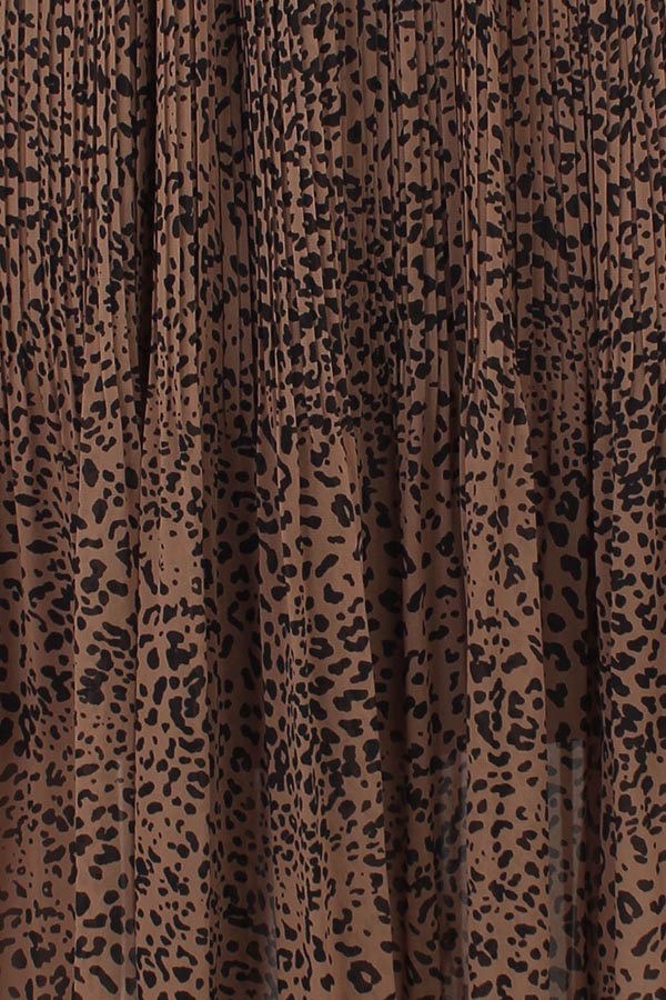 Camel and black animal print silky micro pleat maxi skirt_4