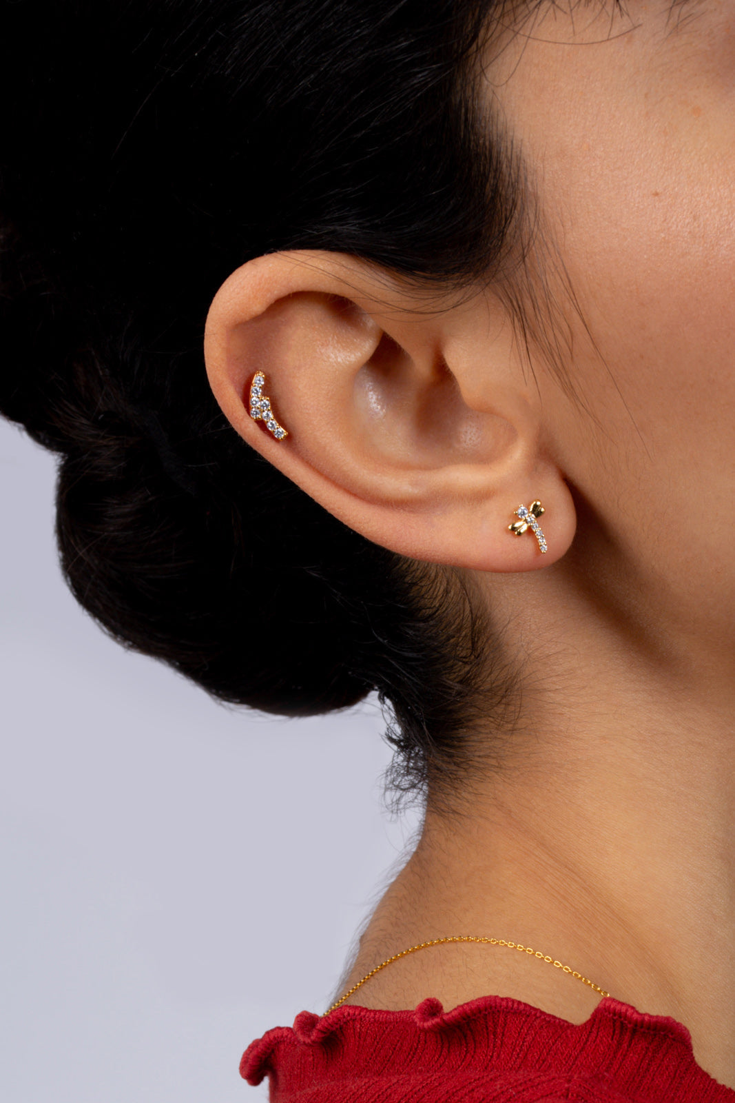 Gold diamante dragonfly stud_3