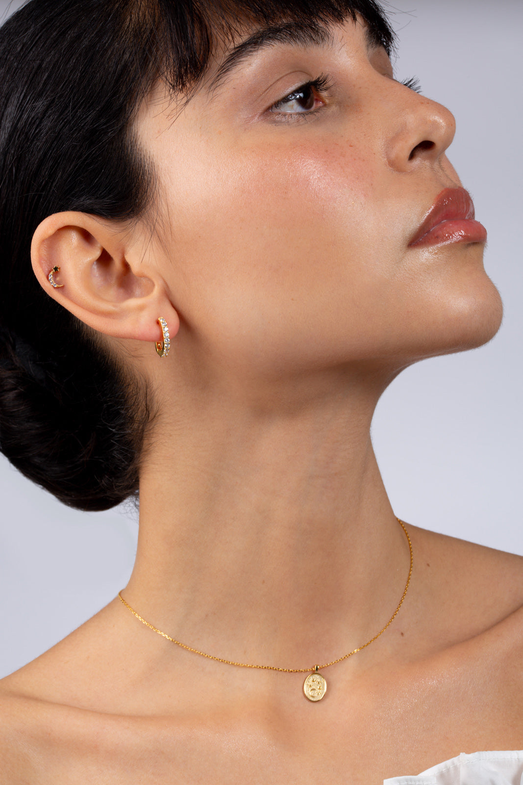 Gold diamante shooting star stud_4