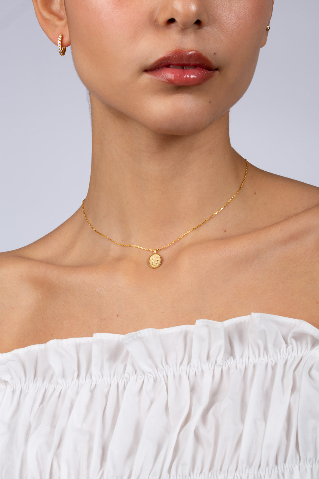 Gold charm necklace - moon and stars circle_3