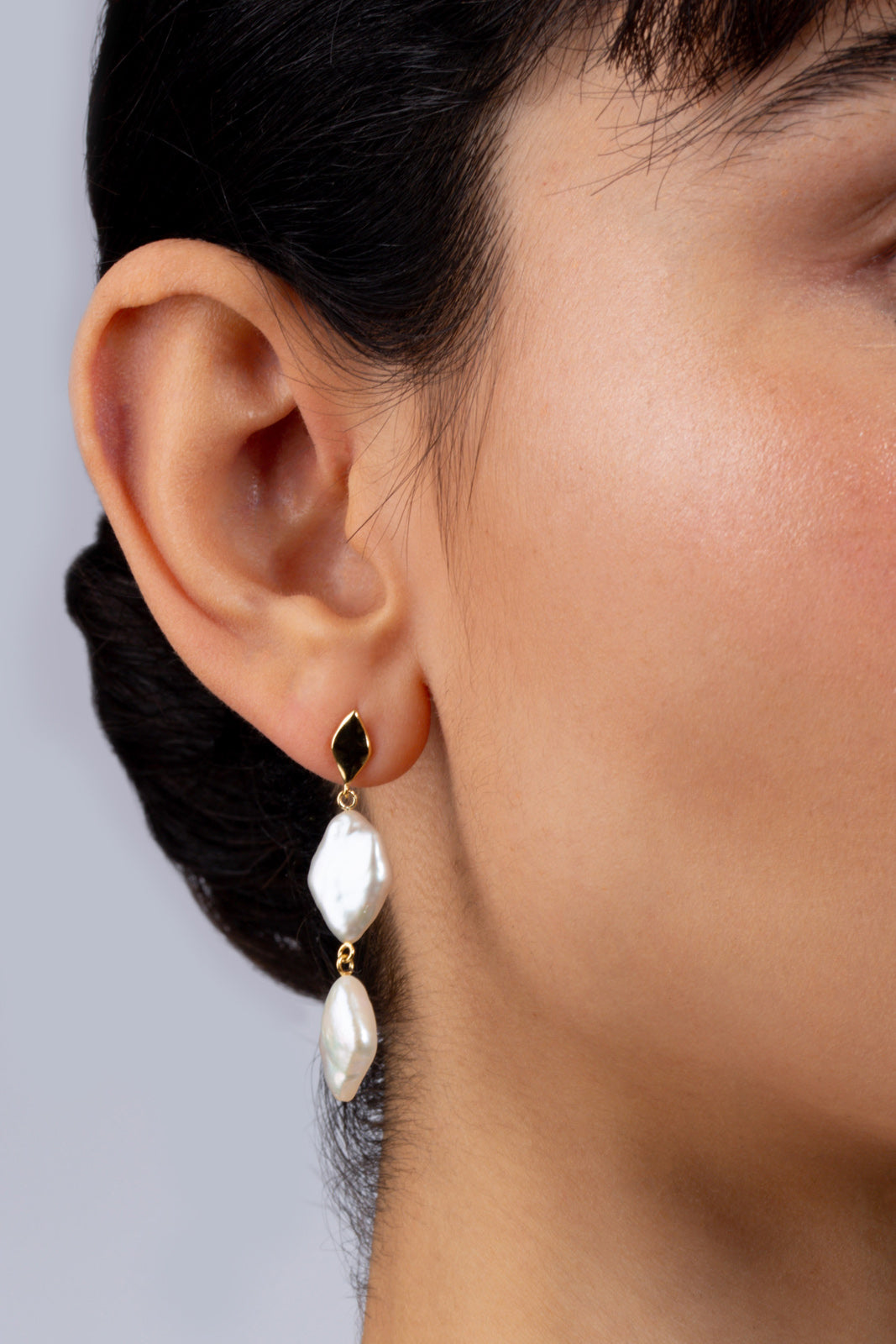 Gold double drop pearl earrings_2