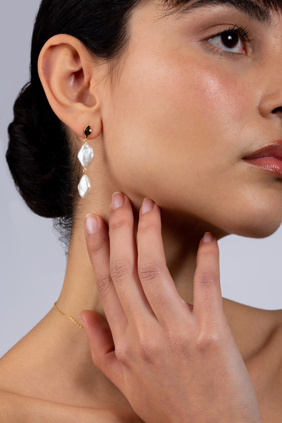 Gold double drop pearl earrings_6