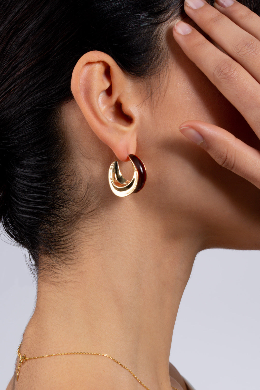 Black and gold thick shaped hoops_5