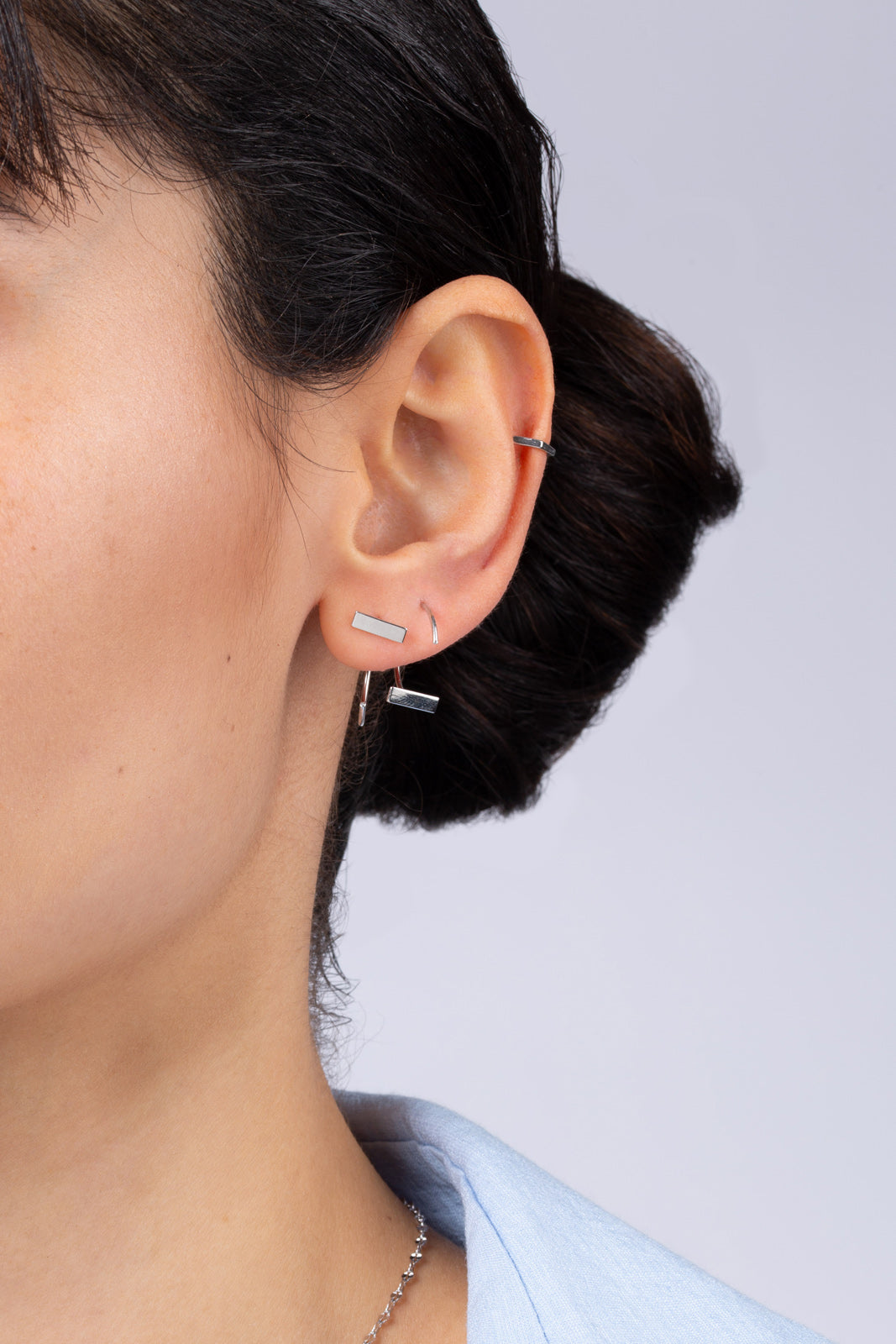 Silver rectangle half hoop_4