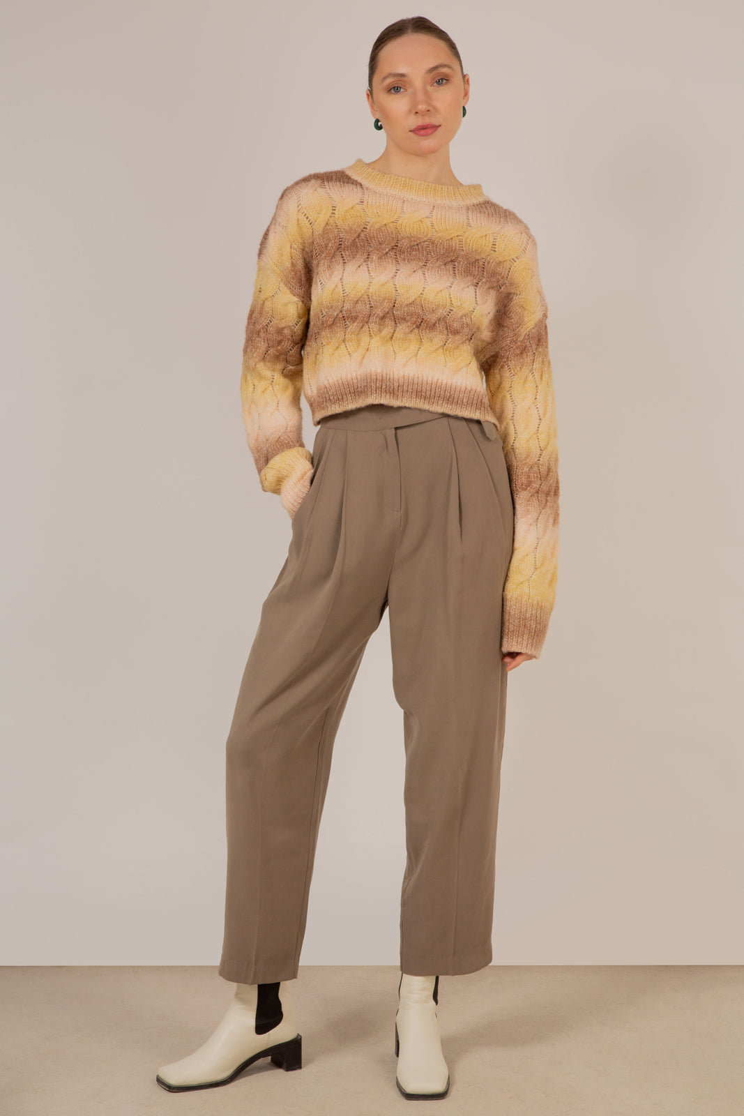 Khaki soft belted trousers_3