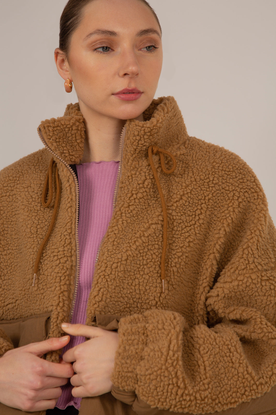 Camel teddy patch pocket jacket_6