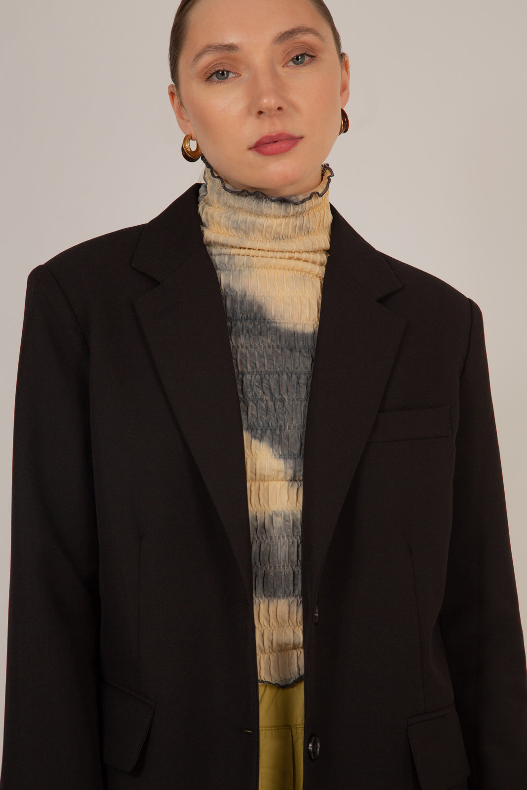 Black smart single breasted blazer_5