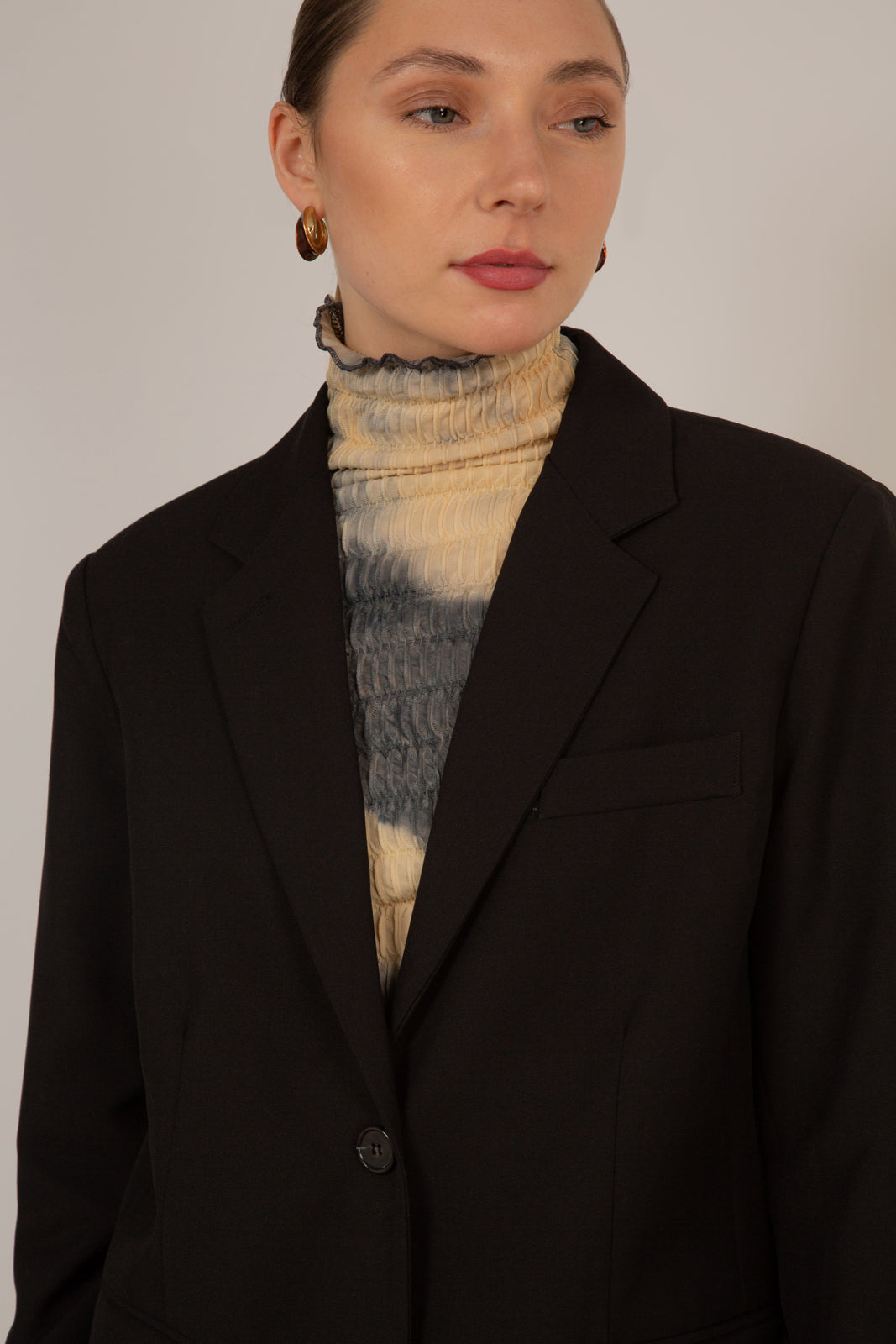 Black smart single breasted blazer_8