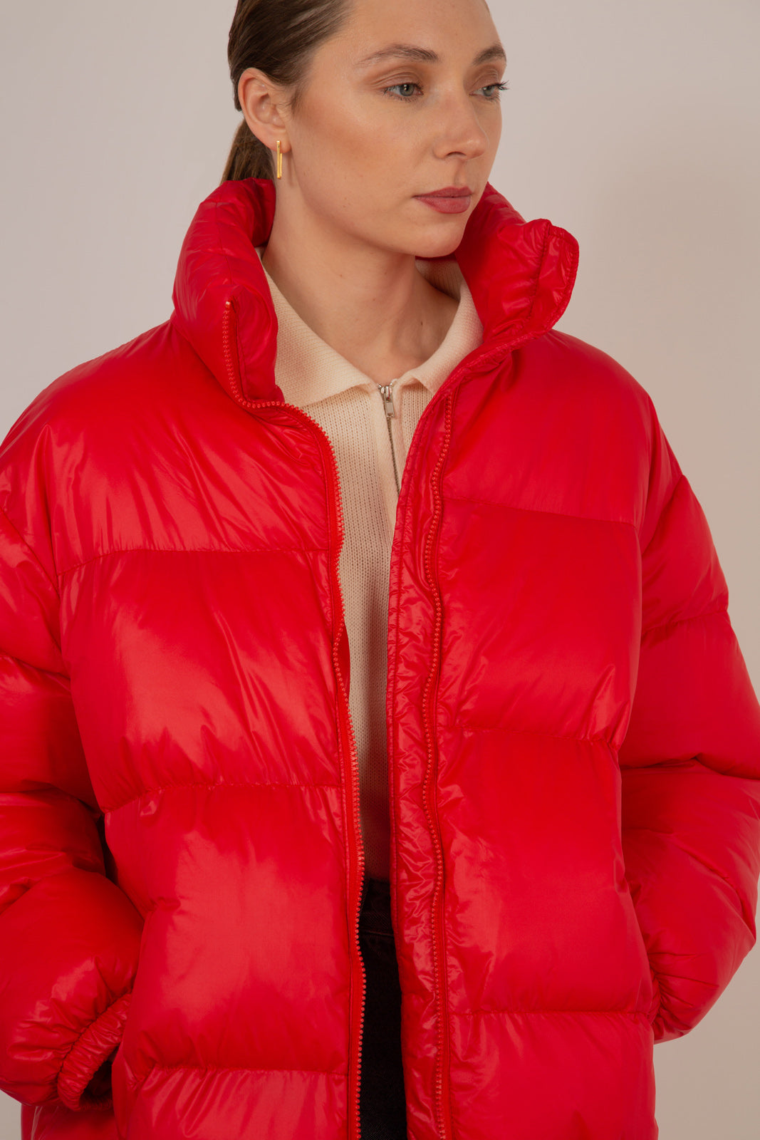 Red glossy thick puffer jacket_9