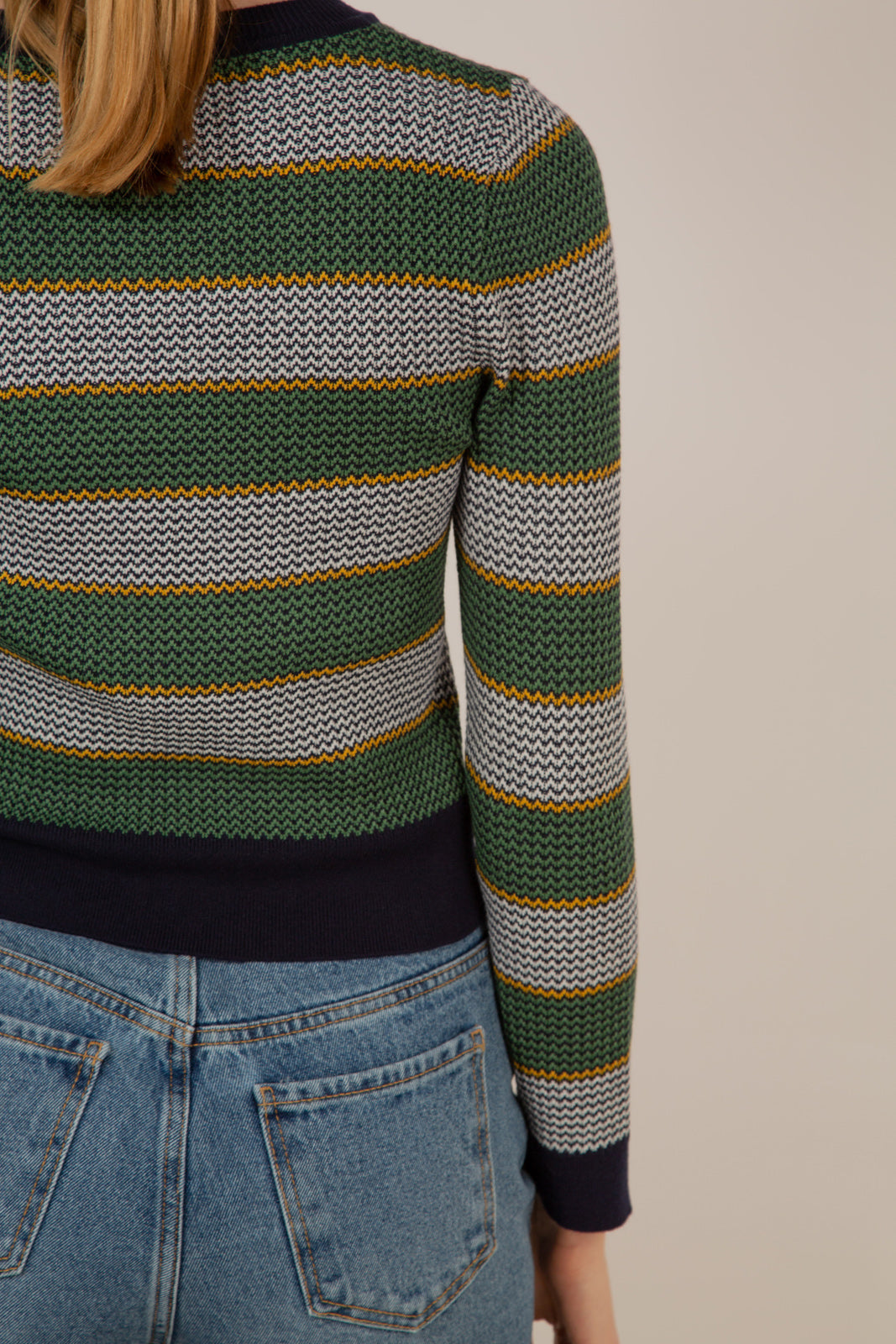 Navy and khaki striped knit top_7