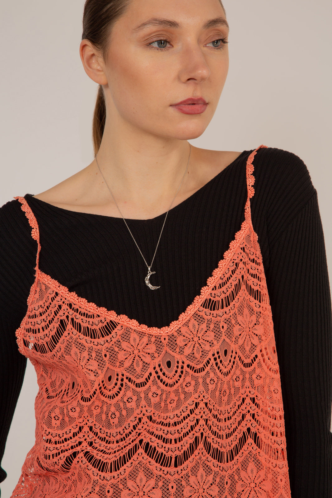 Coral lace spaghetti strap tank_4