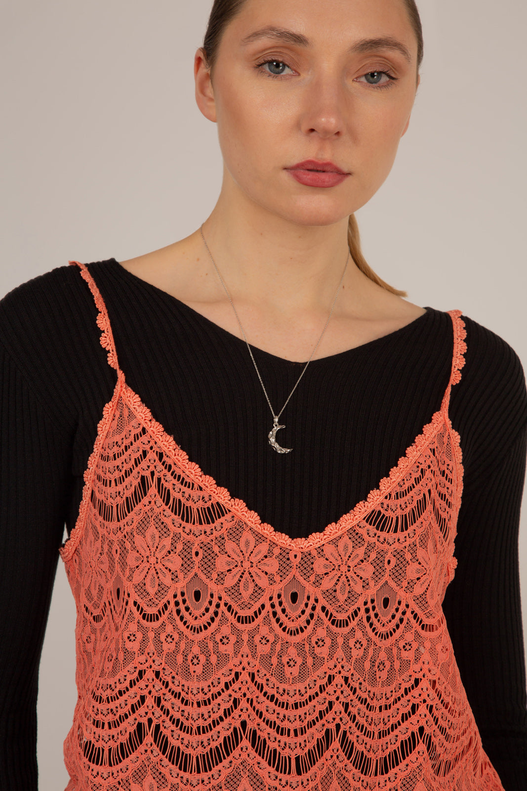 Coral lace spaghetti strap tank_5