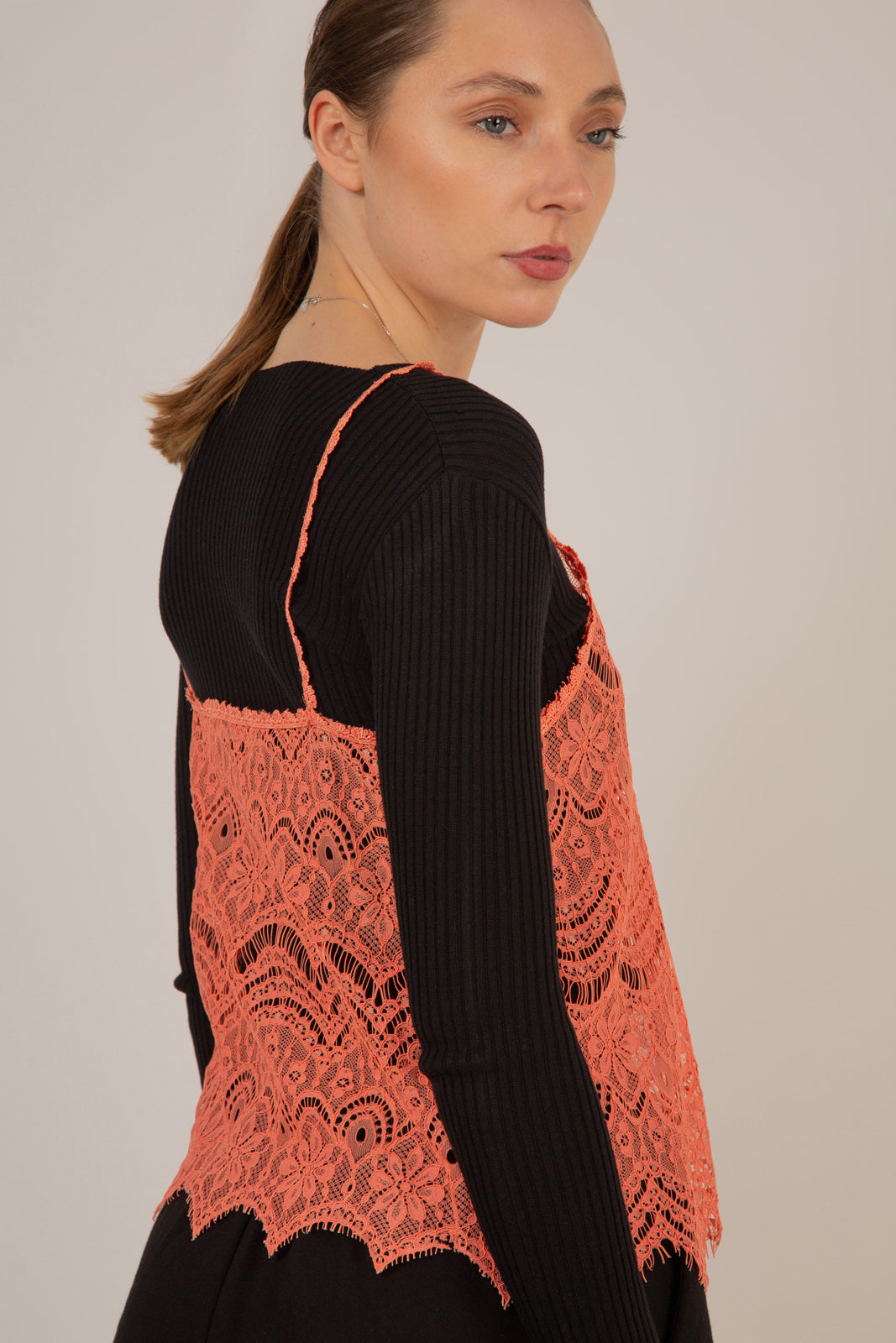 Coral lace spaghetti strap tank_6