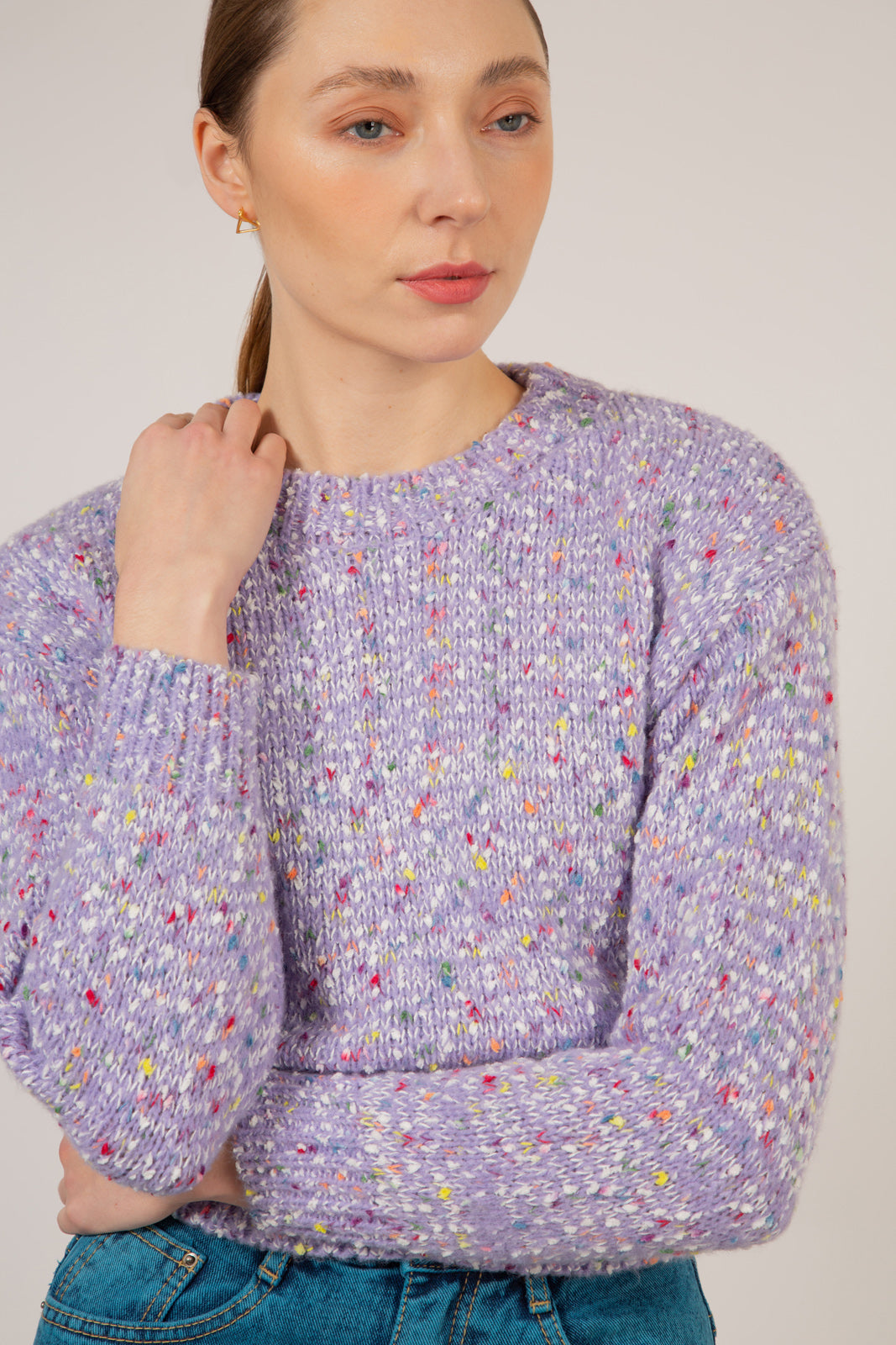 Purple rainbow flecked jumper_9