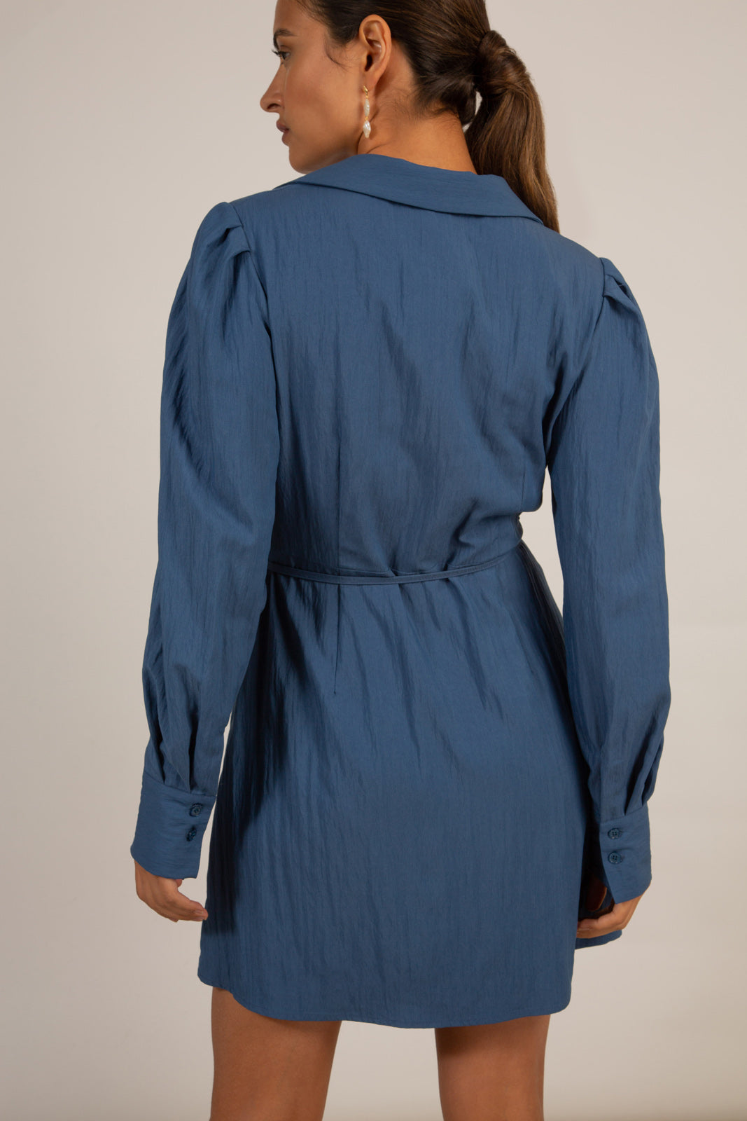 Blue collared mini wrap dress_2