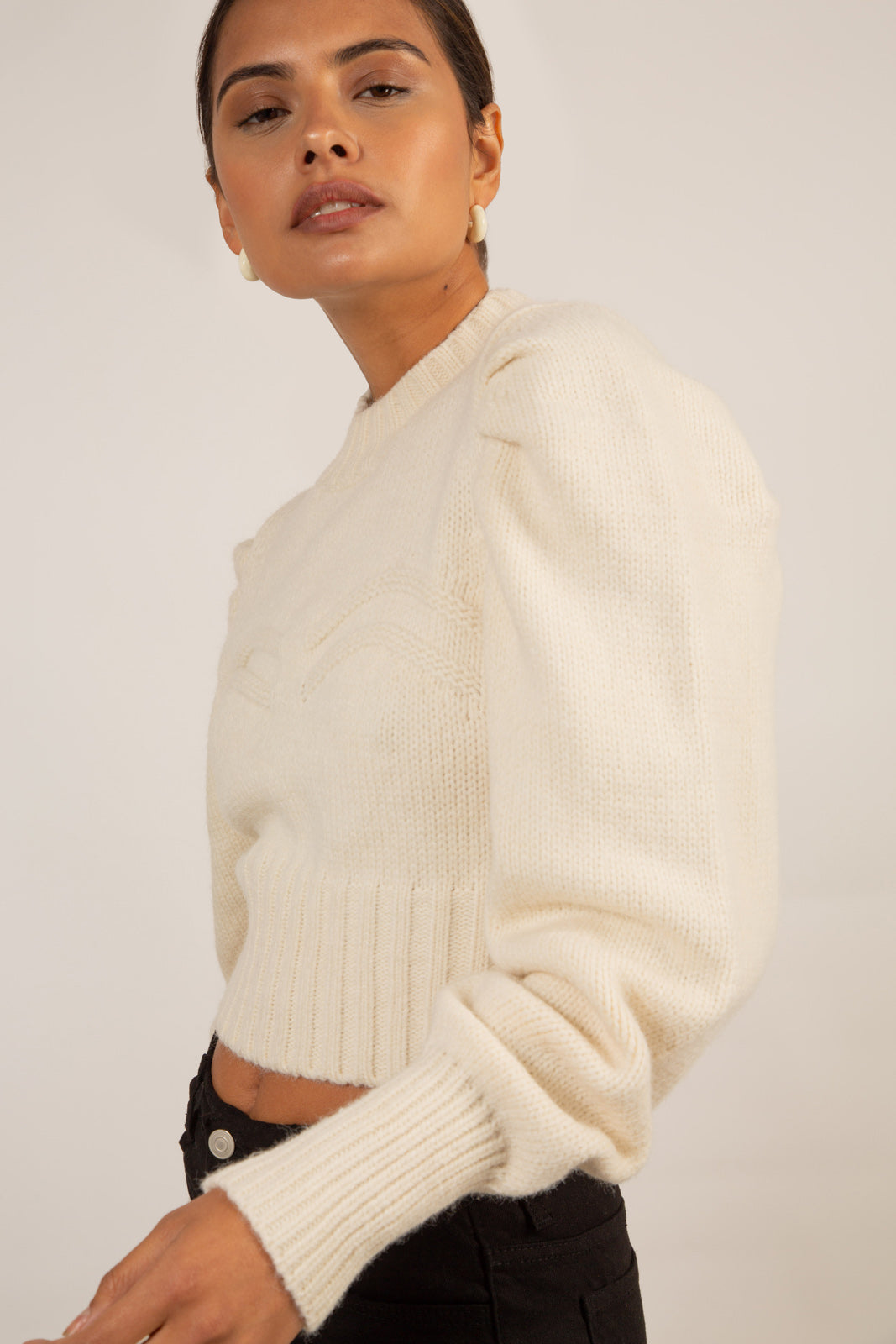 Ivory double chevron wool blend mock neck jumper_11