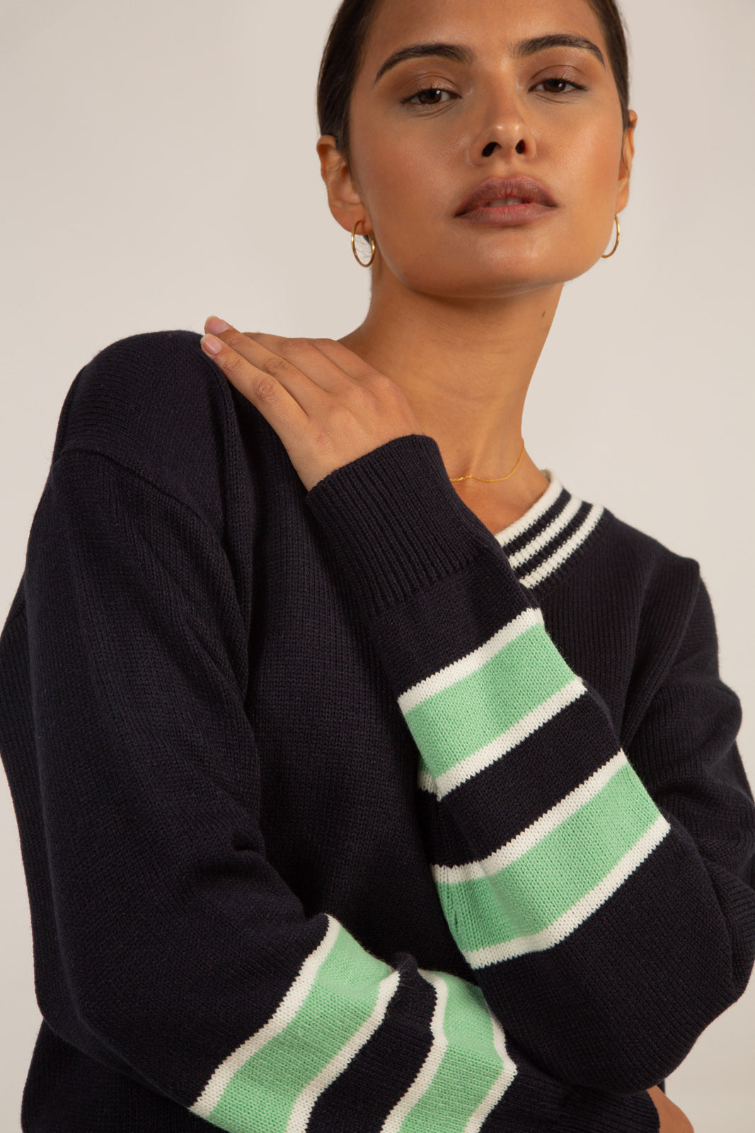 Navy and mint varsity trim jumper_3