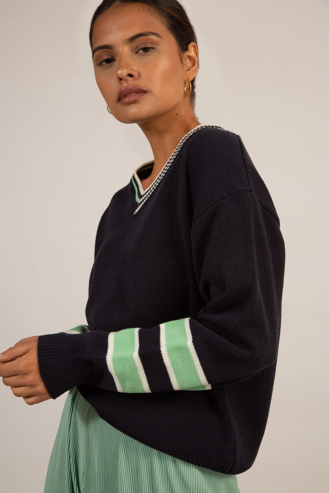 Navy and mint varsity trim jumper_10