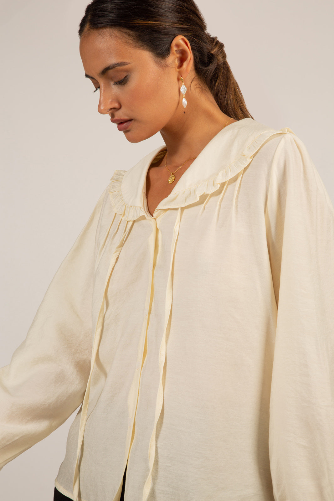 Ivory collared tie neck blouse_5