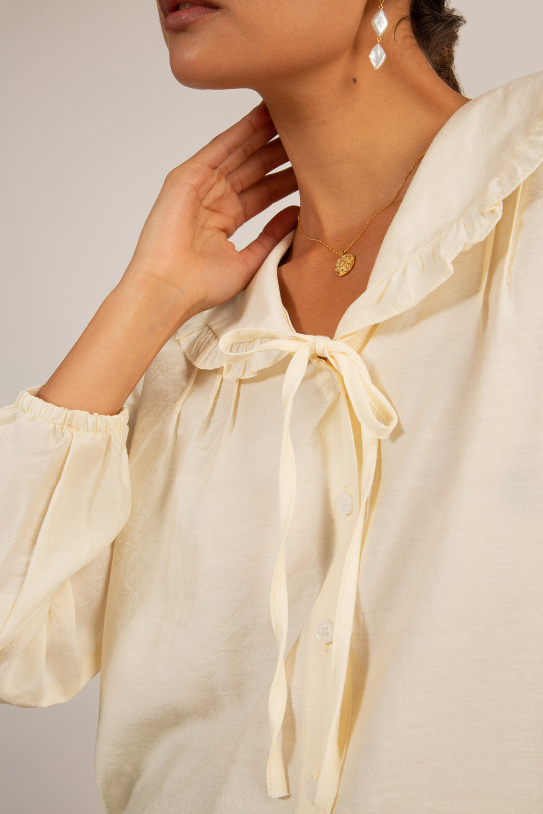 Ivory collared tie neck blouse_6