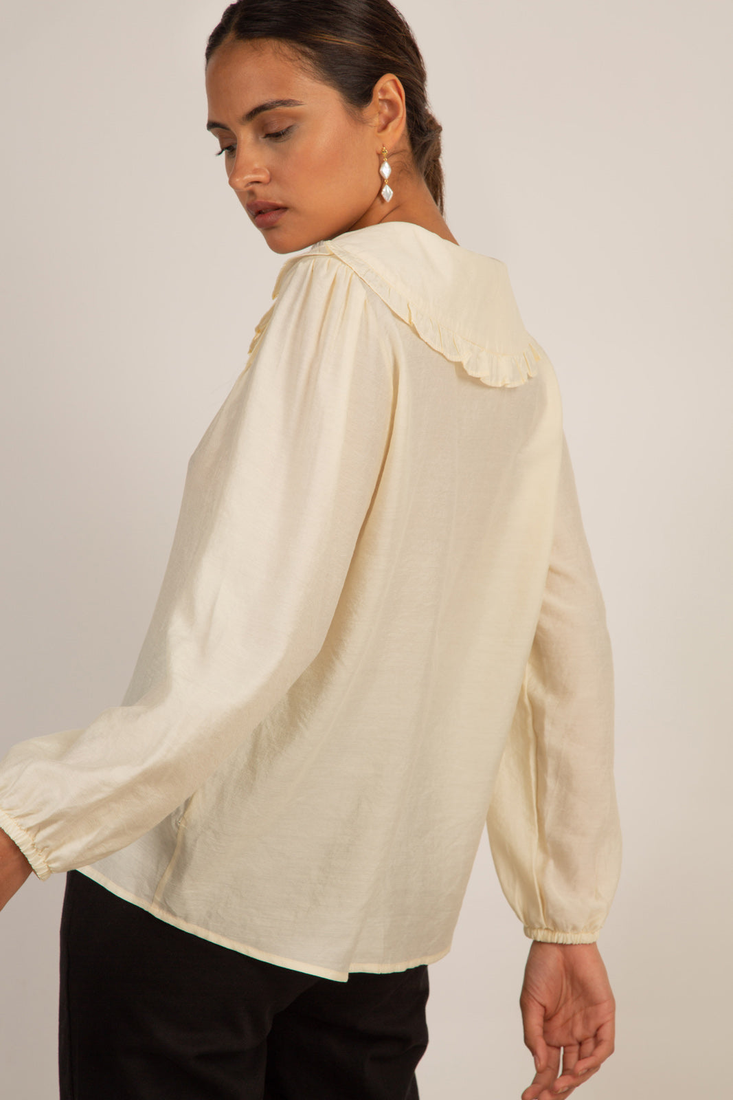 Ivory collared tie neck blouse_2