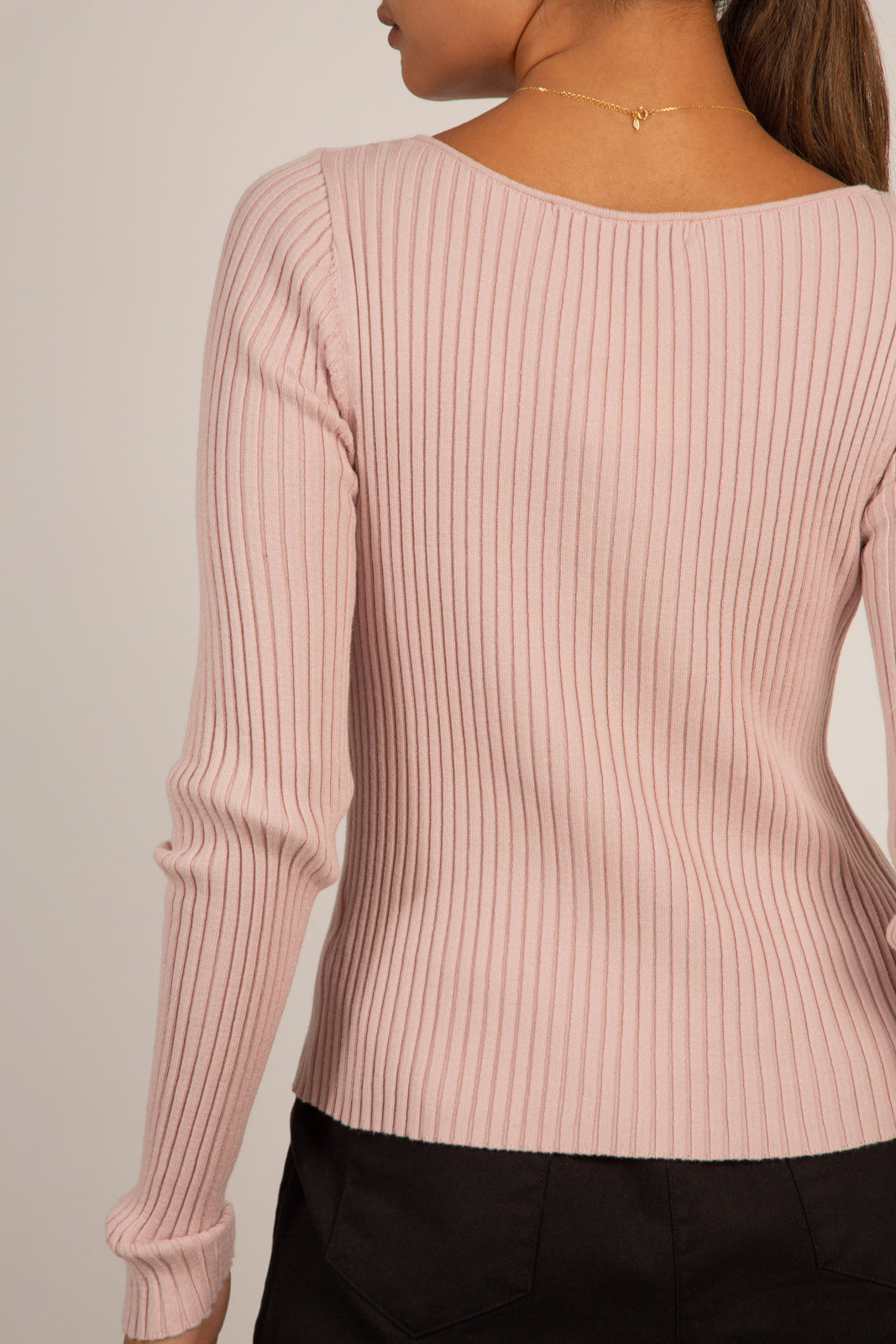 Pink peek twist front knit top_5
