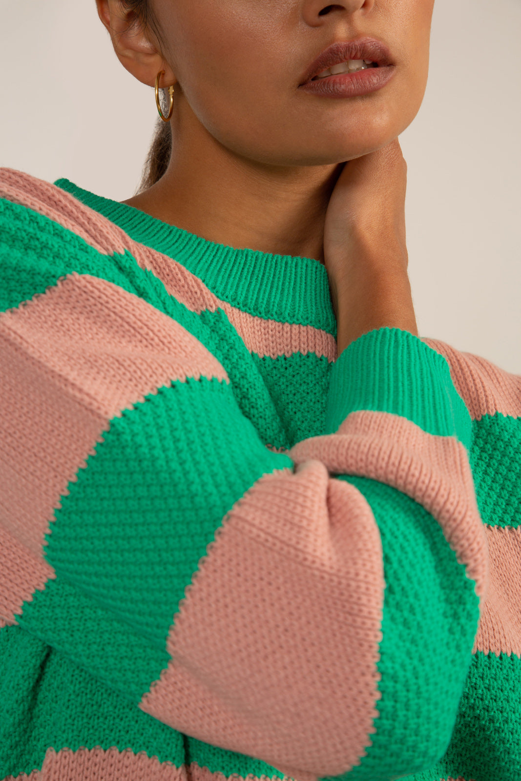 Green and pink thick striped jumper_3