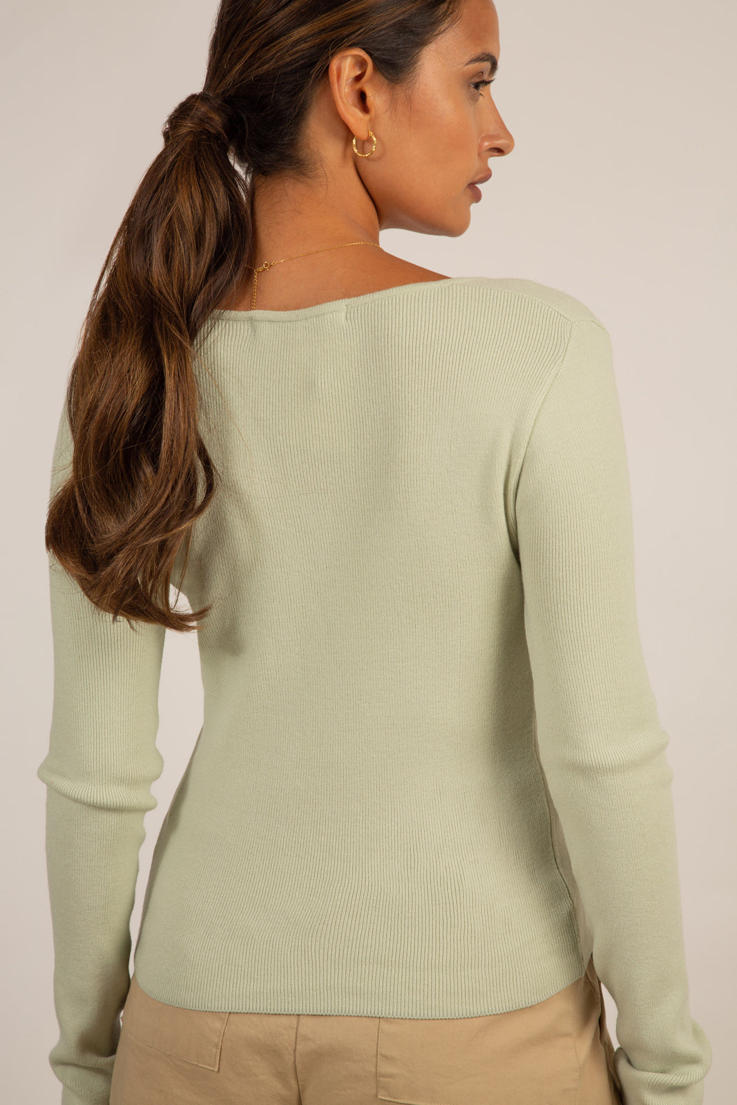 Mint square neck knit top_10