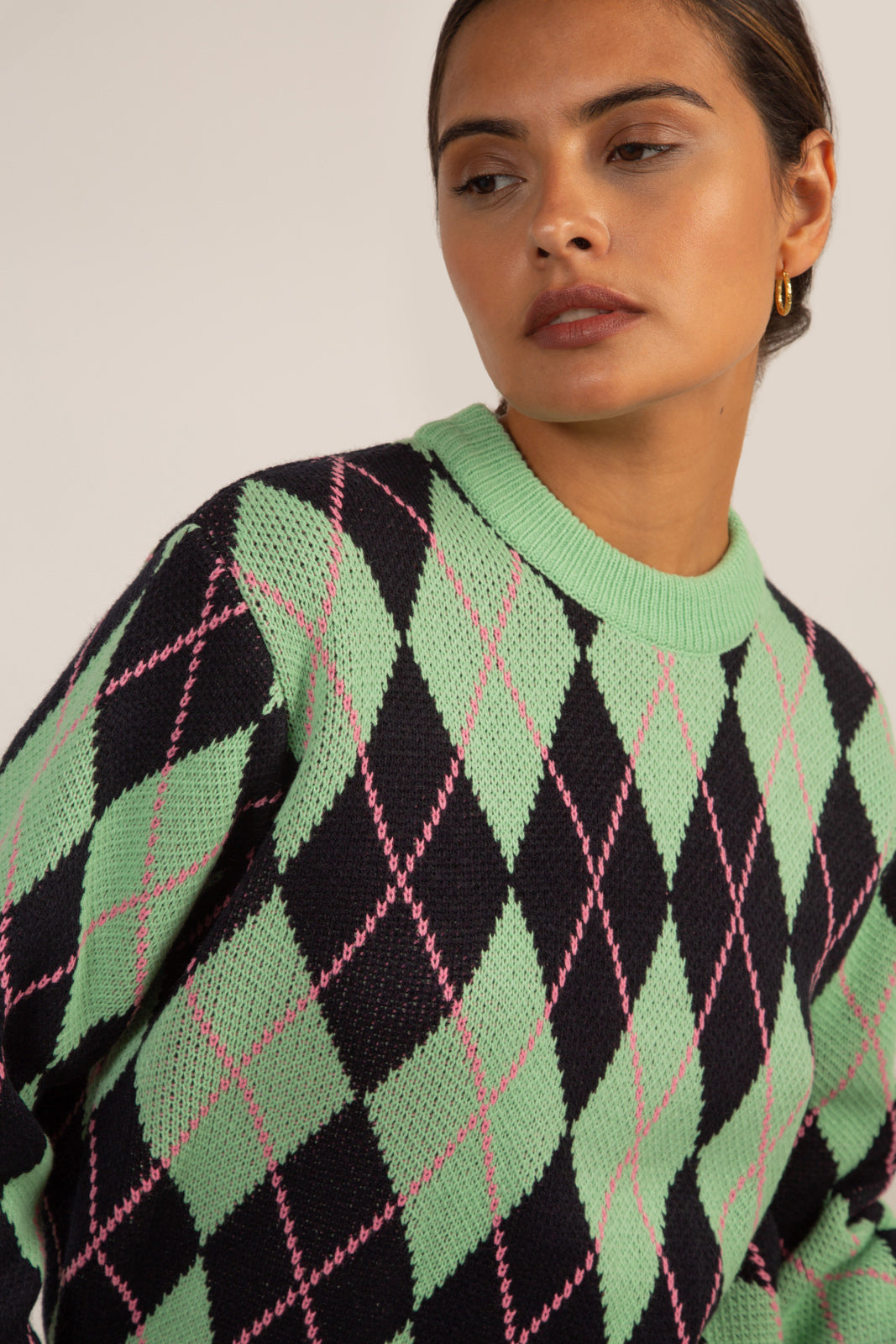 Mint navy and pink argyle jumper_4