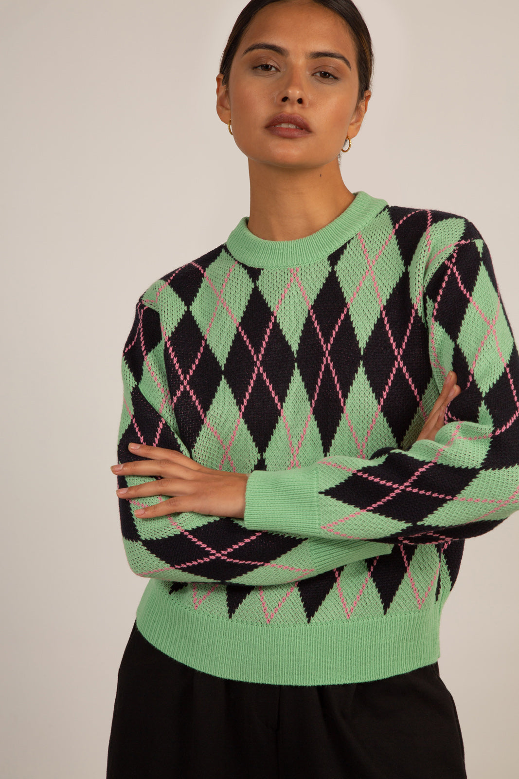 Mint navy and pink argyle jumper_1