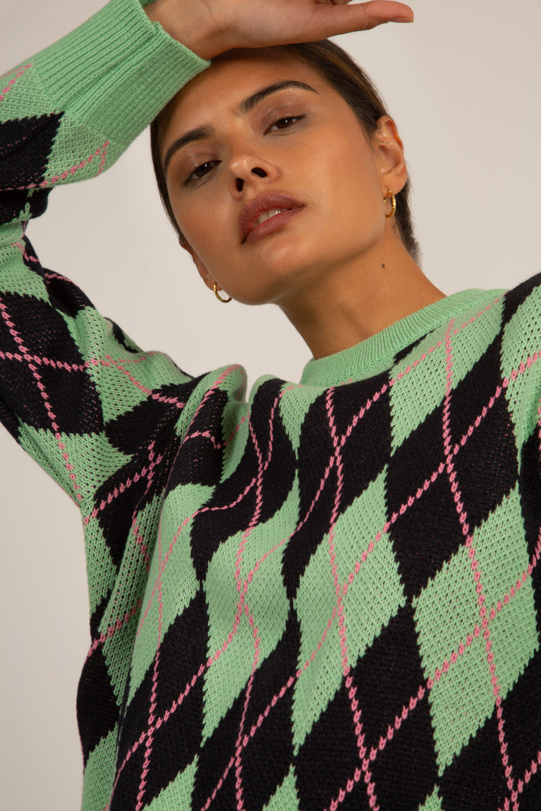 Mint navy and pink argyle jumper_6