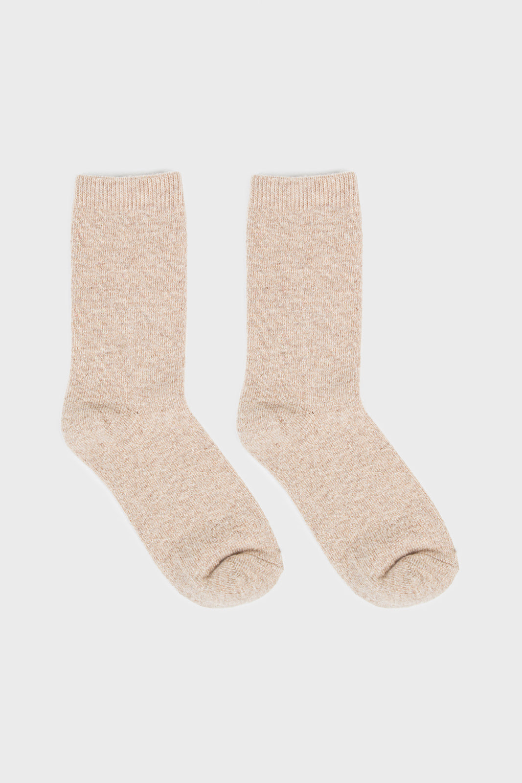 Light beige smooth cashmere wool blend socks_2