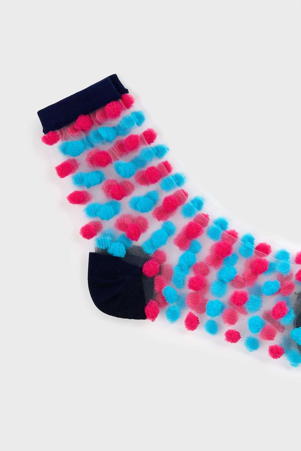 Aqua blue and hot sheer pink pom pom socks_4