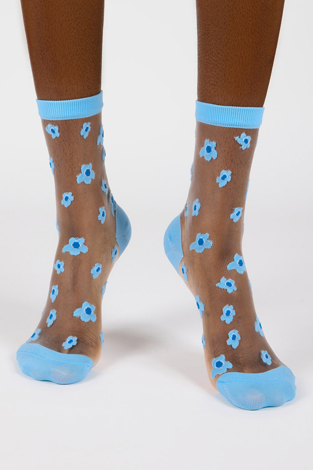 Aqua blue mixed flower sheer socks_2
