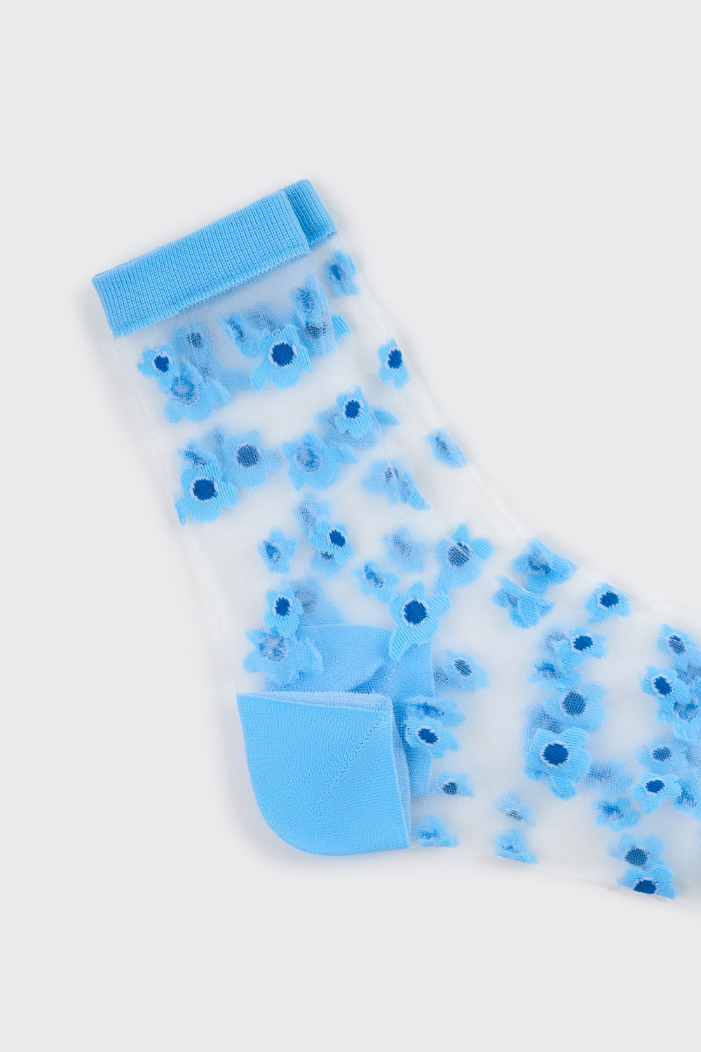Aqua blue mixed flower sheer socks_4
