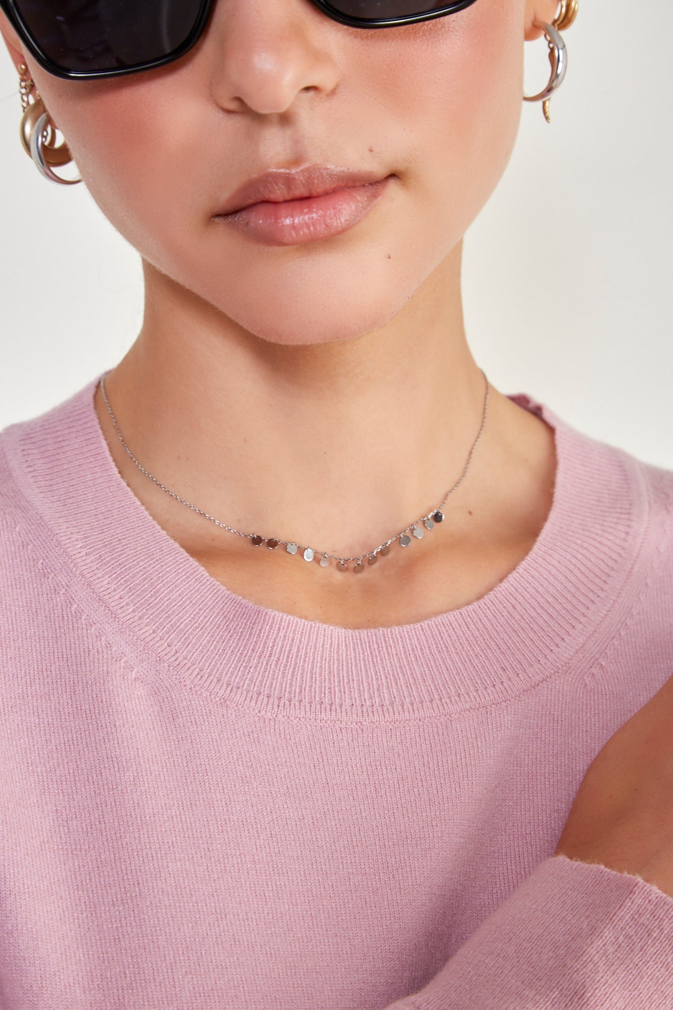 Baby pink cashmere blend crew neck jumper_4