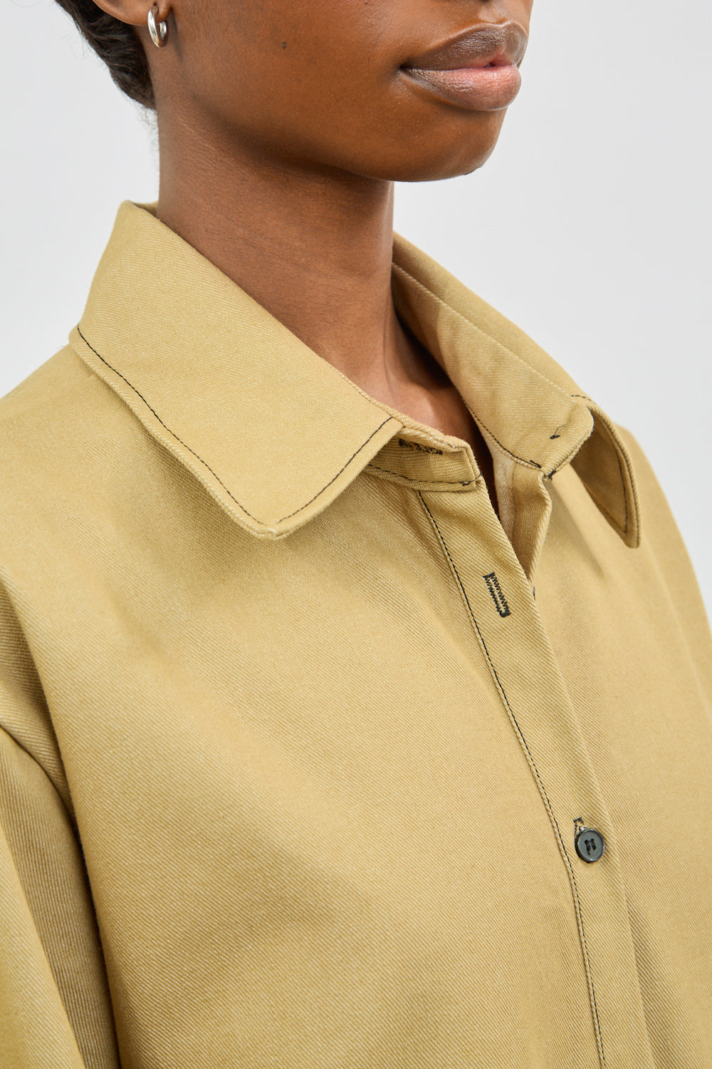 Beige and black contrast stitch boiler suit_4