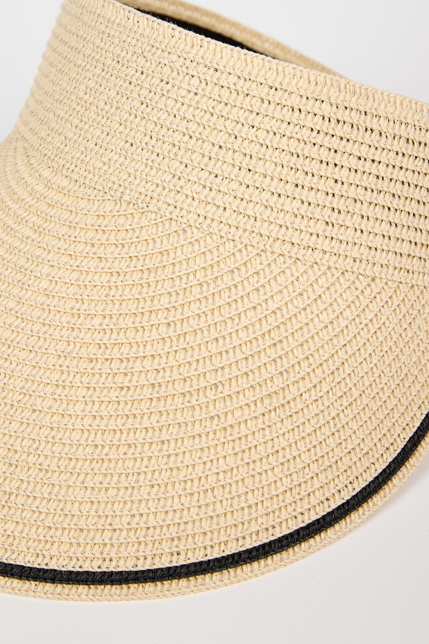Beige and black trim straw sun visor_4