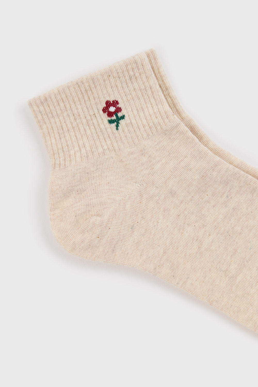 Beige and burgundy tiny daisy socks_2