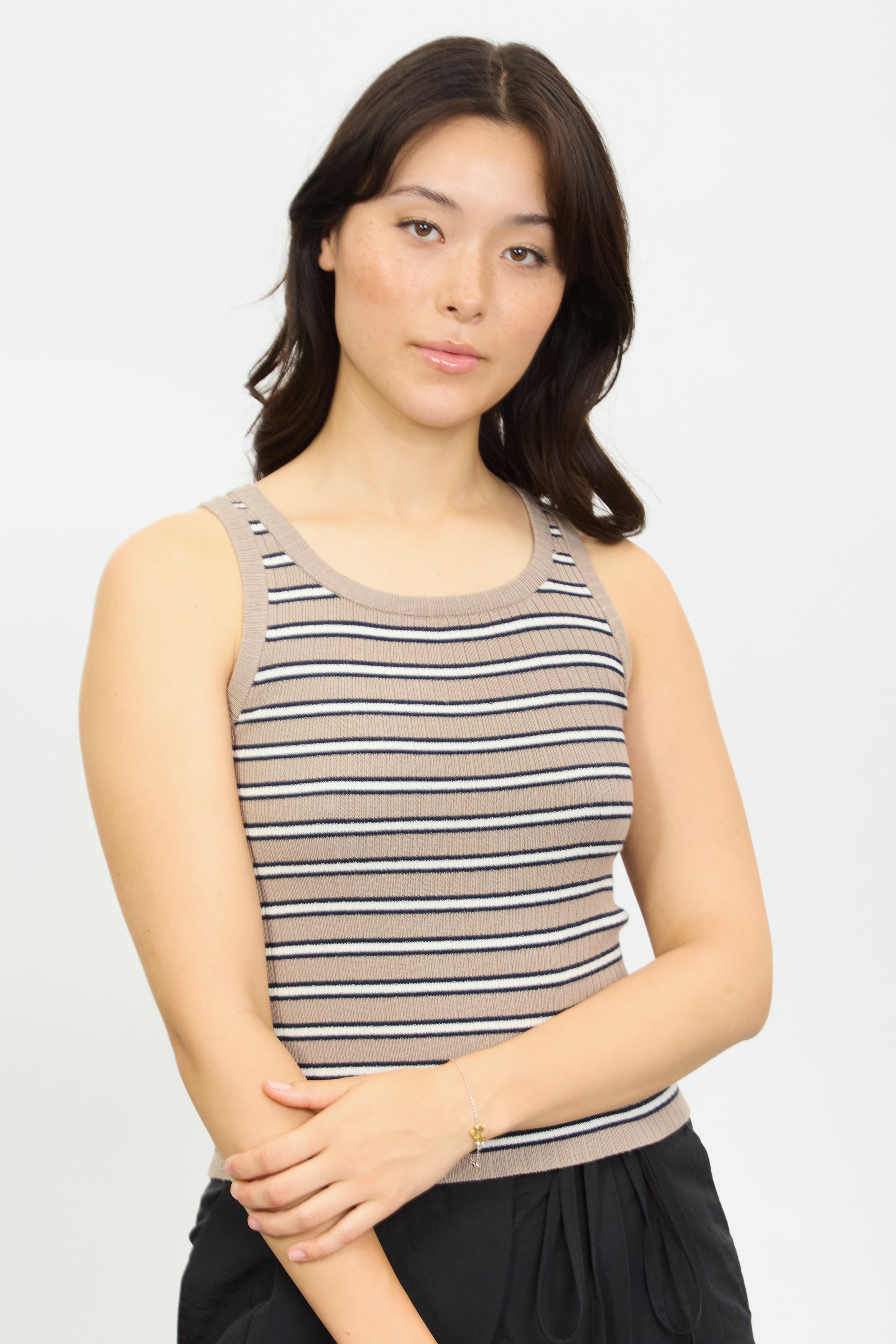 Beige black and ivory striped tank_1