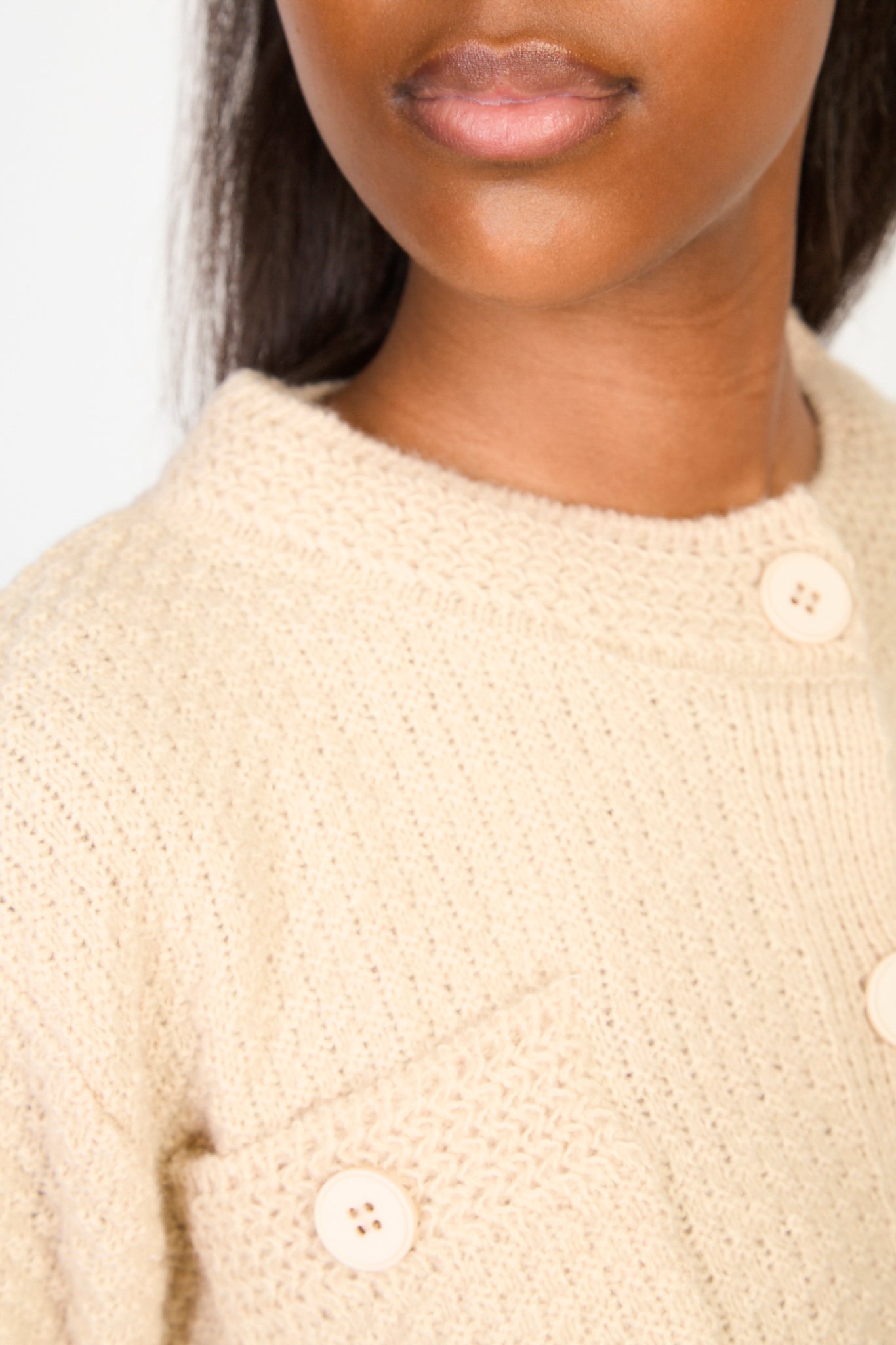 Beige cropped knit jacket_3