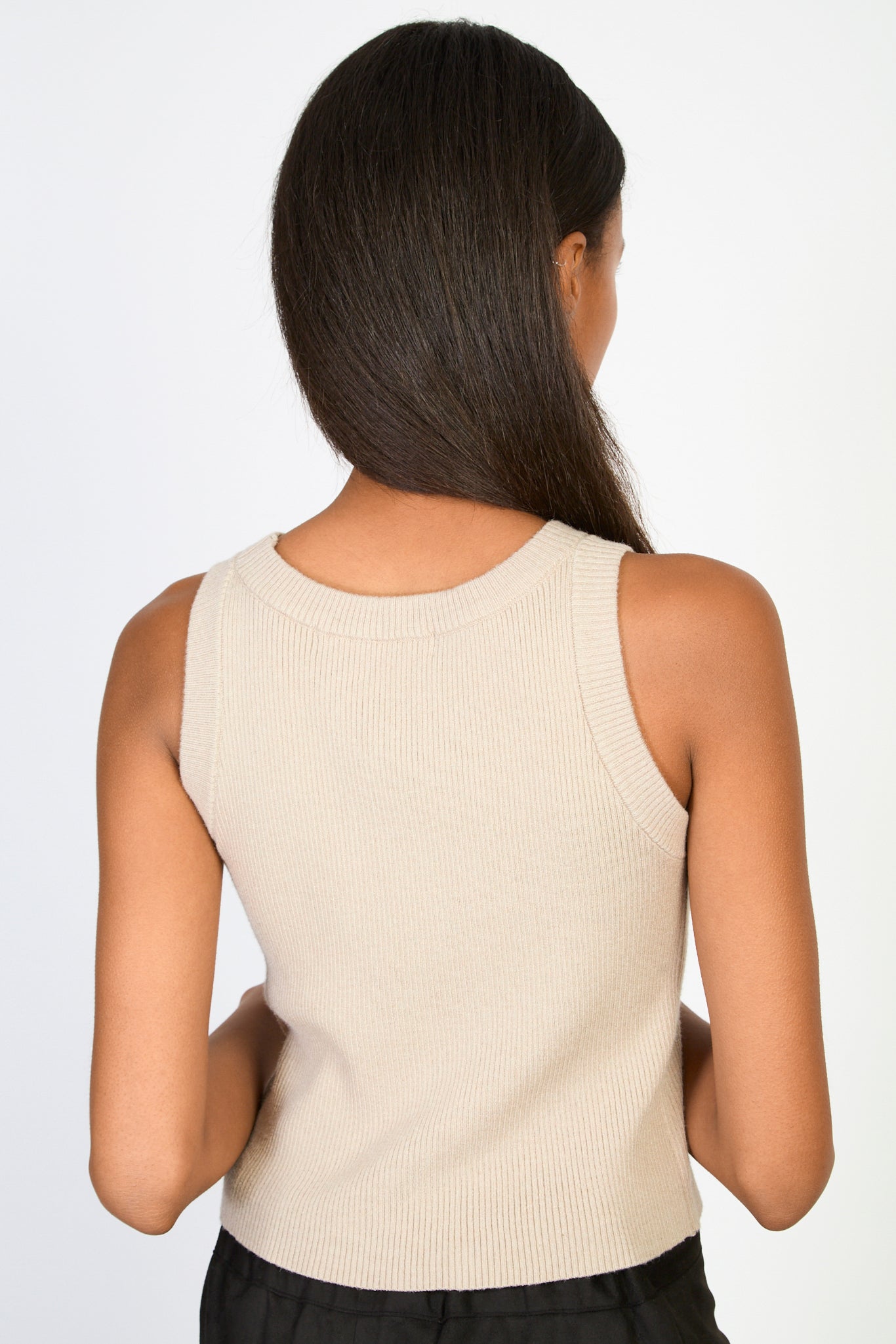 Beige fitted knit tank_2